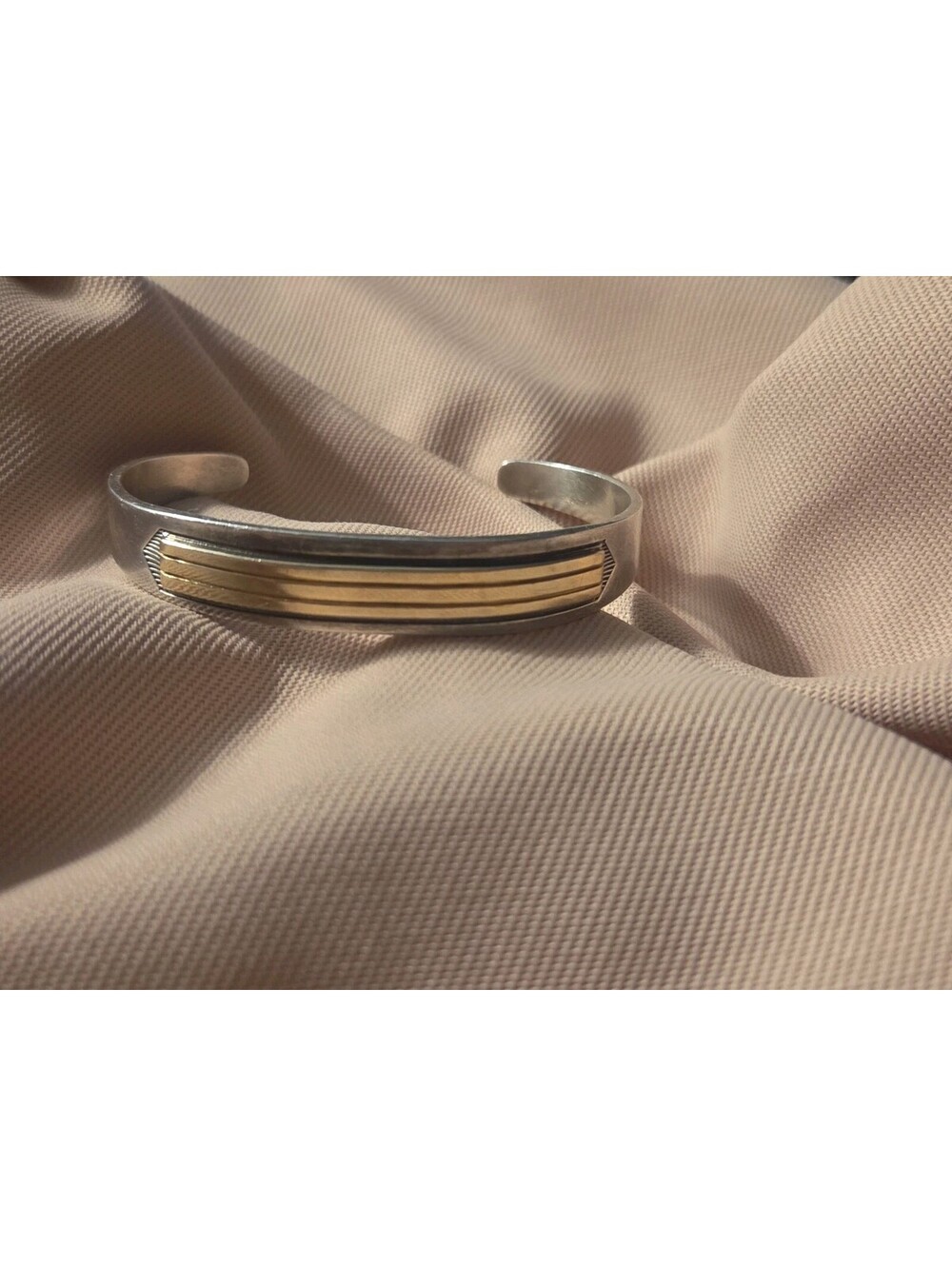 Navajo Bracelet .925 Silver & 14k Solid Gold MM Rogers and TAS Cuff